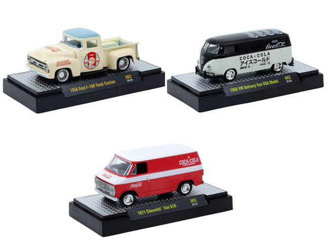 "Coca-Cola" Set of 3 pieces Release 62 Limited Edition to 8000 pieces Worldwide 1/64 Diecast Model Cars by M2 Machines-M2-ModelCars.com