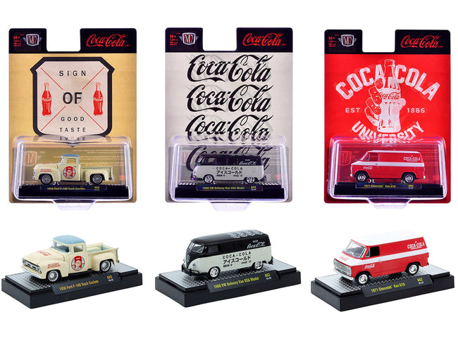"Coca-Cola" Set of 3 pieces Release 62 Limited Edition to 8000 pieces Worldwide 1/64 Diecast Model Cars by M2 Machines-M2-ModelCars.com