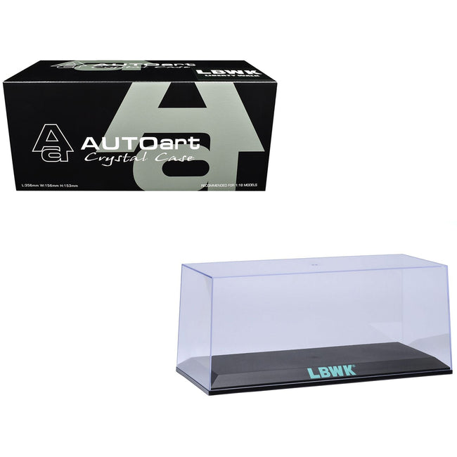 Collectible Display Show Case with Black Plastic Base and Green "LBWK" Logo for 1/18-1/24 Scale Model Cars by Autoart-Autoart-ModelCars.com