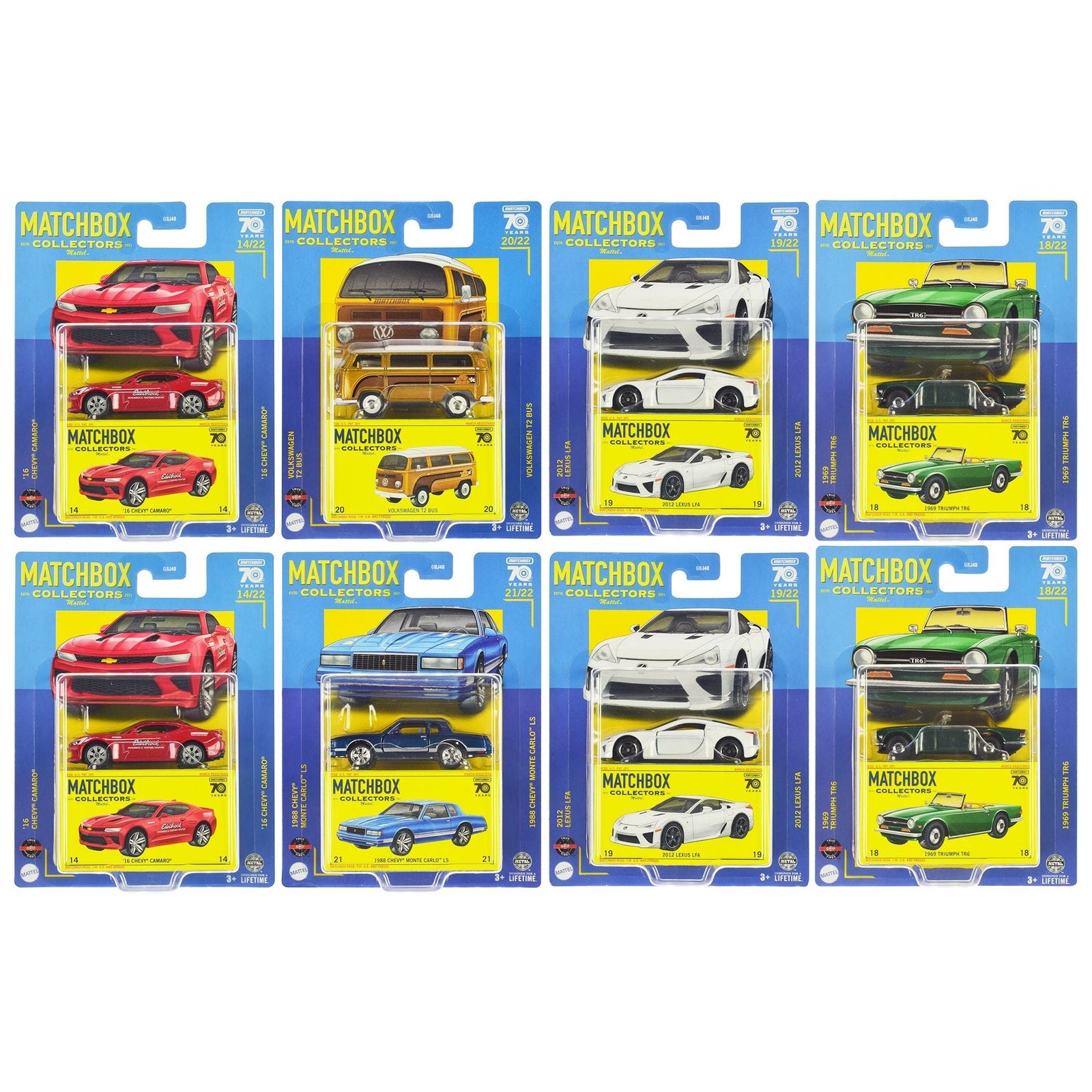 "Collectors" Superfast 2023 Assortment U "70 Years" Special Edition Set of 8 pieces Diecast Model Cars by Matchbox - Matchbox - ModelCars.com