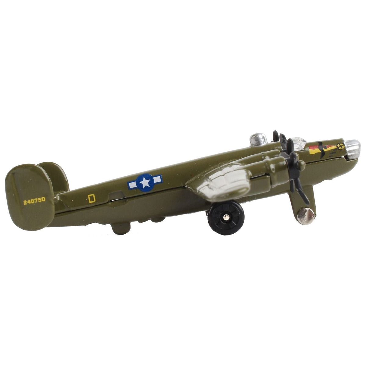 Consolidated B - 24 Liberator Bomber Aircraft Olive Drab "United States Army Air Force" with Runway Section Diecast Model Airplane by Runway24 - Runway24 - ModelCars.com