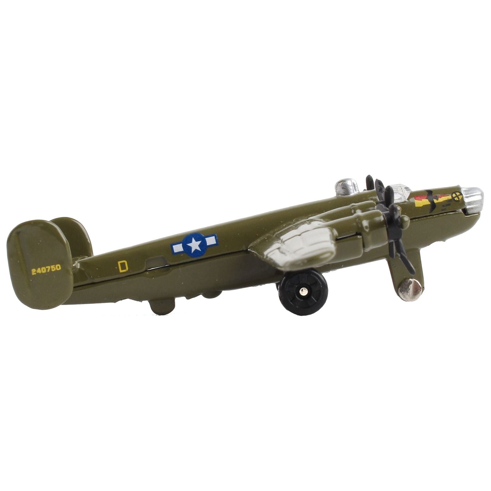 Consolidated B - 24 Liberator Bomber Aircraft Olive Drab "United States Army Air Force" with Runway Section Diecast Model Airplane by Runway24 - Runway24 - ModelCars.com