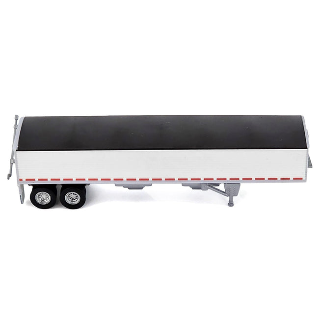 Covered Grain Trailer White with Black Tarp 1/87 (HO) Plastic Model Car by HO Logistics-HO Logistics Replicas-ModelCars.com