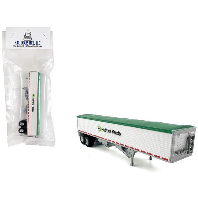 Covered Grain Trailer White with Green Tarp "Nutrena Feeds" 1/87 (HO) Plastic Model Car by HO Logistics-HO Logistics Replicas-ModelCars.com