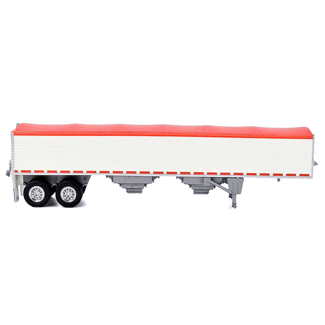 Covered Grain Trailer White with Red Tarp 1/87 (HO) Plastic Model Car by HO Logistics-HO Logistics Replicas-ModelCars.com