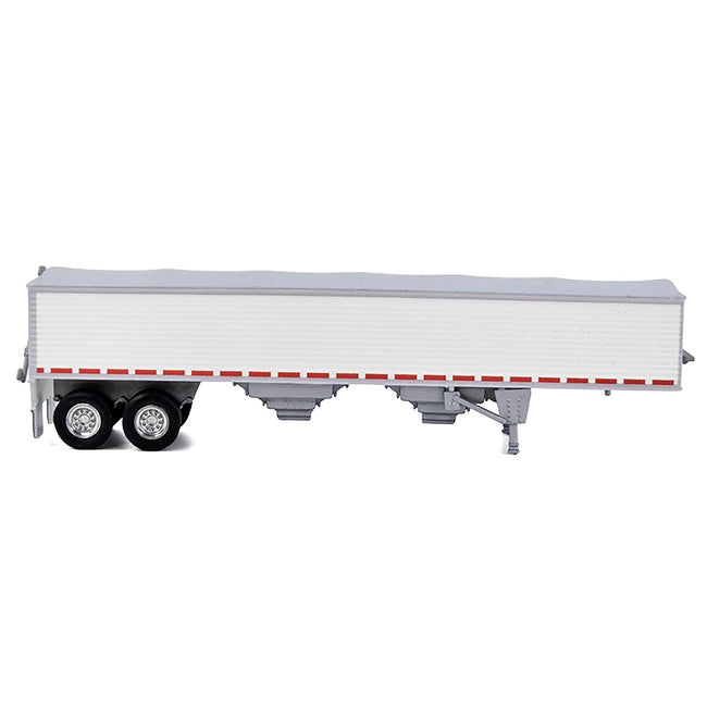 Covered Grain Trailer White with Silver Tarp 1/87 (HO) Plastic Model Car by HO Logistics-HO Logistics Replicas-ModelCars.com