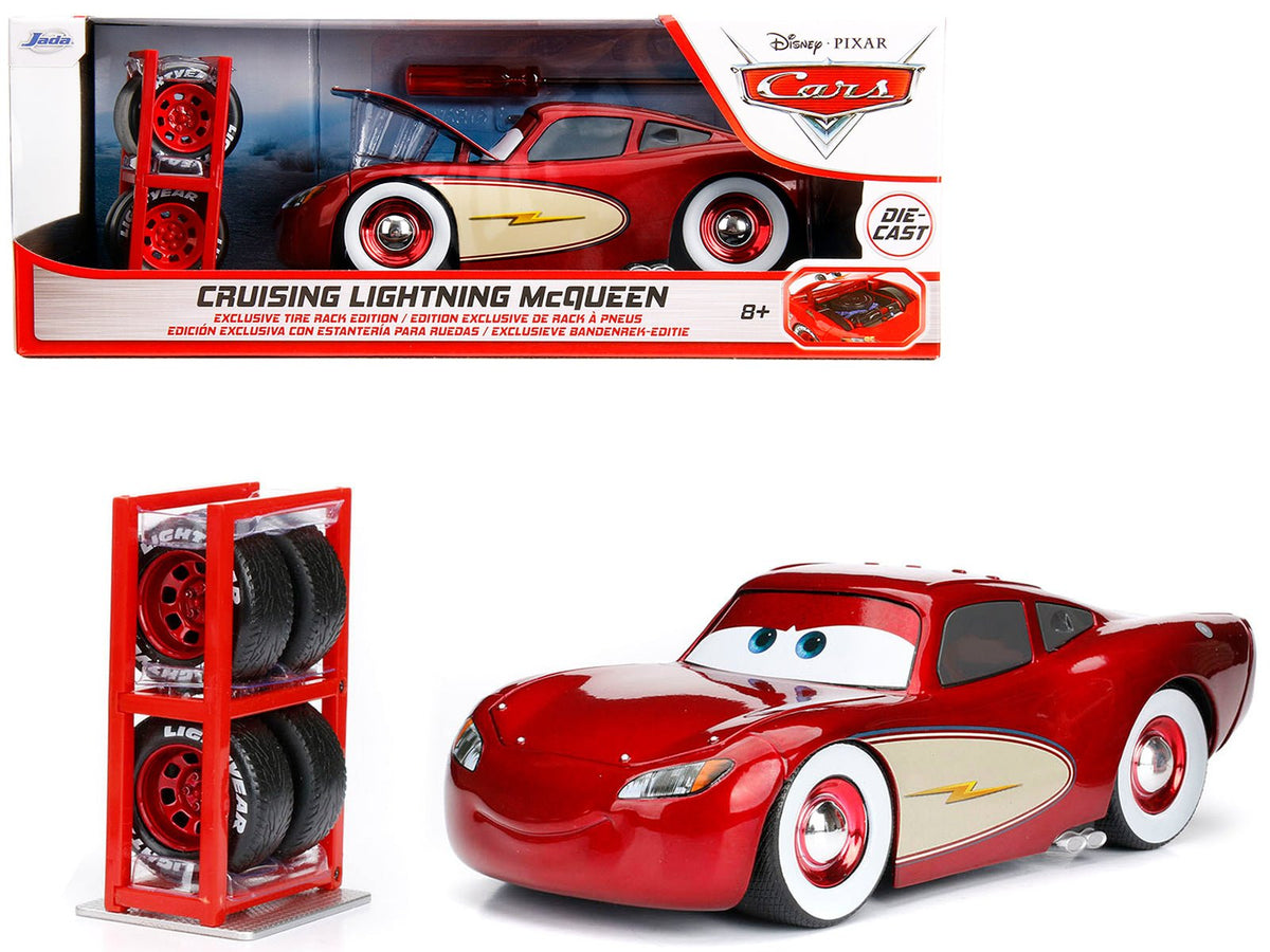 Cruising Lightning McQueen Red Metallic with Extra Wheels Disney & Pixar "Cars" Movie "Hollywood Rides" Series Diecast Model Car by Jada-Jada-ModelCars.com