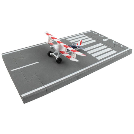 Curtiss JN - 4 "Jenny" Training Aircraft Red & White with Blue Tail "United States Flag Livery" with Runway Section Diecast Model Airplane by Runway24 - Runway24 - ModelCars.com