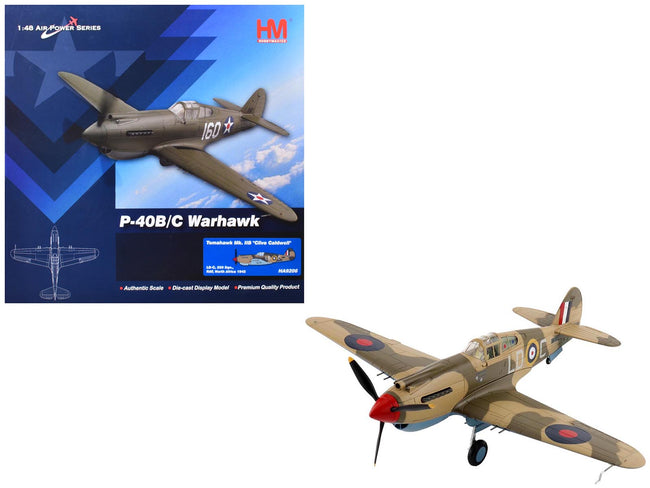 Curtiss P-40 Warhawk Tomahawk Mk IIB Aircraft "LD-C Clive Caldwell No. 250 Squadron North Africa" (1942) British Royal Air Force "Air Power Series" 1/48 Diecast Model by Hobby Master-Hobby Master-ModelCars.com