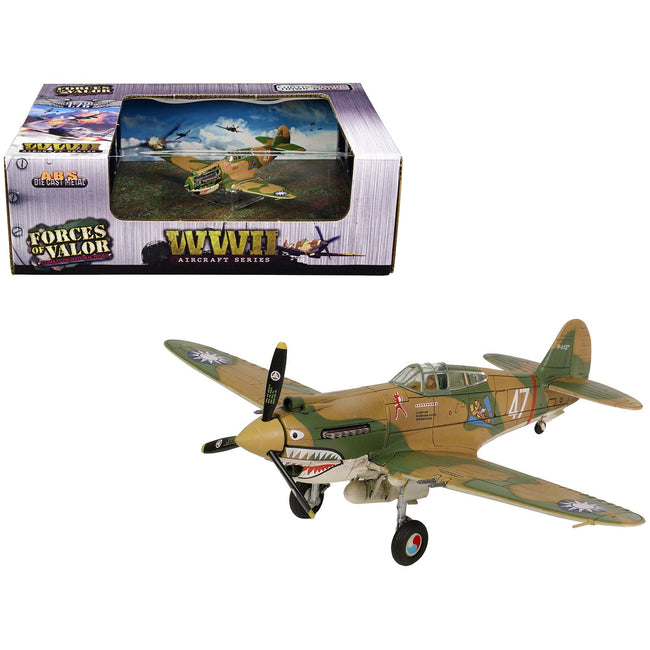 Curtiss P-40B HAWK 81A-2 Aircraft Fighter "3rd Pursuit Squadron American Volunteer Group P-8127 Serial : 47 China" (June 1942) "WW2 Aircrafts Series" 1/72 Diecast Model by Forces of Valor-Forces Of Valor-ModelCars.com