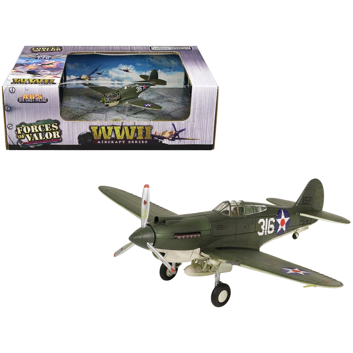 Curtiss P-40B HAWK 81A-2 (P-8127) Aircraft Fighter "47th Pursuit Squadron (15th Pursuit Group) Serial : 316/15P Hawaiian Islands Pearl Habor" (7 December 1941) "WW2 Aircrafts Series" 1/72 Diecast Model by Forces of Valor-Forces Of Valor-ModelCars.com