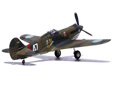 Curtiss P-40B/C Warhawk Fighter Aircraft "White 47 Robert T. Smith 3rd Squadron Hell's Angels Chinese Air Force Burma" (1942) 1st American Volunteer Group 1/72 Diecast Model Airplane by Legion-Legion-ModelCars.com