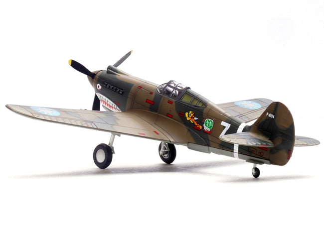 Curtiss P-40B/C Warhawk Fighter Aircraft "White 7 1st Squadron Flying Tigers Chinese Air Force" (1942) 1st American Volunteer Group 1/72 Diecast Model Airplane by Legion-Legion-ModelCars.com