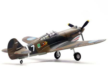 Curtiss P-40B/C Warhawk Fighter Aircraft "White 7 1st Squadron Flying Tigers Chinese Air Force" (1942) 1st American Volunteer Group 1/72 Diecast Model Airplane by Legion-Legion-ModelCars.com