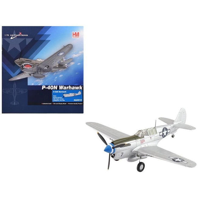 Curtiss P-40N Warhawk Fighter-Bomber Aircraft "Major Gerald Johnson 49th Fighter Group Philippines" (1944) United States Army Air Forces "Air Power Series" 1/72 Diecast Model by Hobby Master-Hobby Master-ModelCars.com