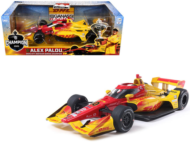 Dallara IndyCar 10 Alex Palou "DHL" Chip Ganassi Racing (Road Course Configuration) Champion "NTT IndyCar Series" (2025) 1/18 Diecast Model Car by IXO Models-IXO-ModelCars.com