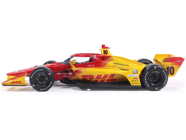 Dallara IndyCar 10 Alex Palou "DHL" Chip Ganassi Racing (Road Course Configuration) Champion "NTT IndyCar Series" (2025) 1/18 Diecast Model Car by IXO Models-IXO-ModelCars.com