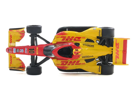 Dallara IndyCar 10 Alex Palou "DHL" Chip Ganassi Racing (Road Course Configuration) Champion "NTT IndyCar Series" (2025) with Trading Card 1/64 Diecast Model Car by IXO Models-IXO-ModelCars.com
