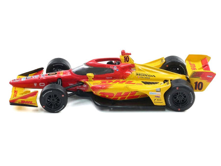 Dallara IndyCar 10 Alex Palou "DHL" Chip Ganassi Racing (Road Course Configuration) Champion "NTT IndyCar Series" (2025) with Trading Card 1/64 Diecast Model Car by IXO Models-IXO-ModelCars.com