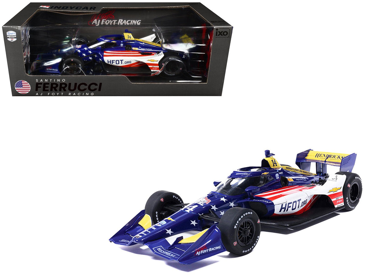 Dallara IndyCar 14 Santino Ferrucci "HFOT.Org" AJ Foyt Racing (Road Course Configuration) "NTT IndyCar Series" (2026) 1/18 Diecast Model Car by IXO Models-IXO-ModelCars.com