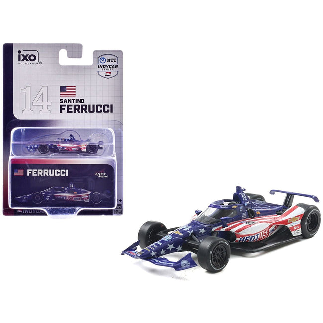 Dallara IndyCar #14 Santino Ferrucci "Homes For Our Troops" AJ Foyt Racing (Super Speedway Configuration) "NTT IndyCar Series" (2025) 1/64 Diecast Model Car by IXO Models-IXO-ModelCars.com