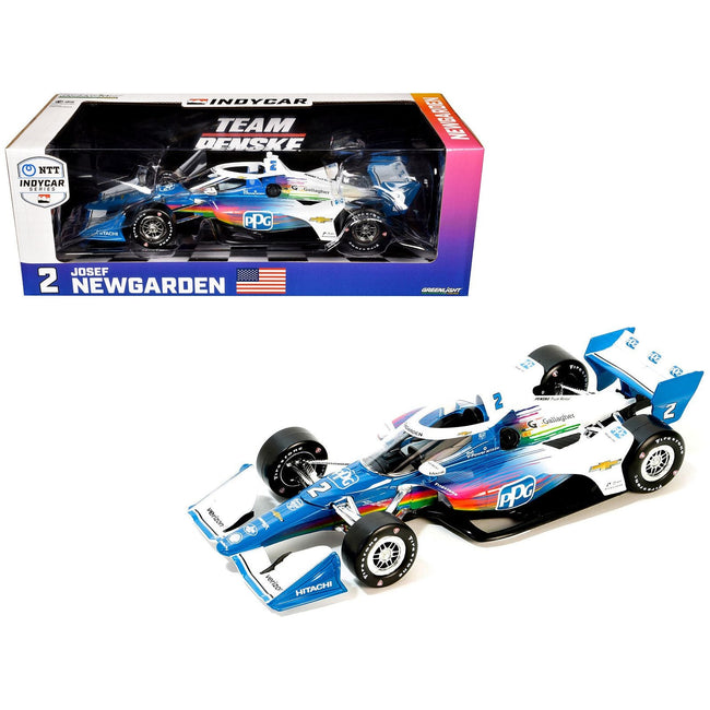 Dallara IndyCar 2 Josef Newgarden "PPG" Team Penske (Road Course Configuration) "NTT IndyCar Series" (2024) 1/18 Diecast Model Car by Greenlight - Greenlight - ModelCars.com