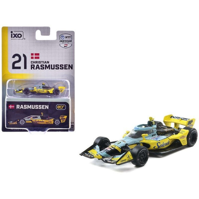 Dallara IndyCar #21 Christian Rasmussen "Splenda" Ed Carpenter Racing (Road Course Configuration) "NTT IndyCar Series" (2025) 1/64 Diecast Model Car by IXO Models-IXO-ModelCars.com