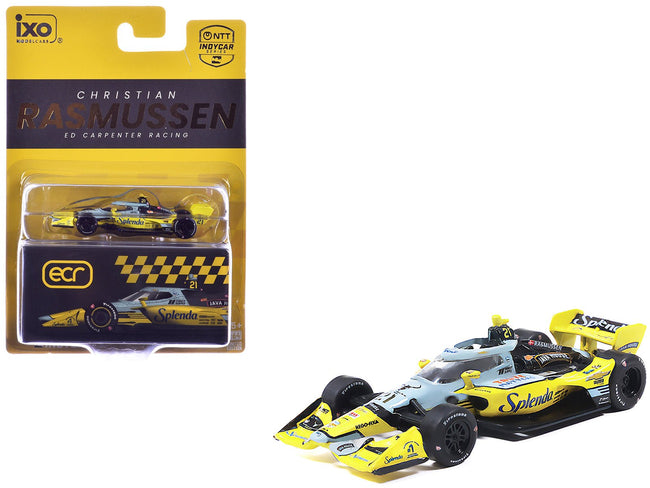 Dallara IndyCar 21 Christian Rasmussen "Splenda" Ed Carpenter Racing (Road Course Configuration) "NTT IndyCar Series" (2026) 1/64 Diecast Model by IXO Models-IXO-ModelCars.com