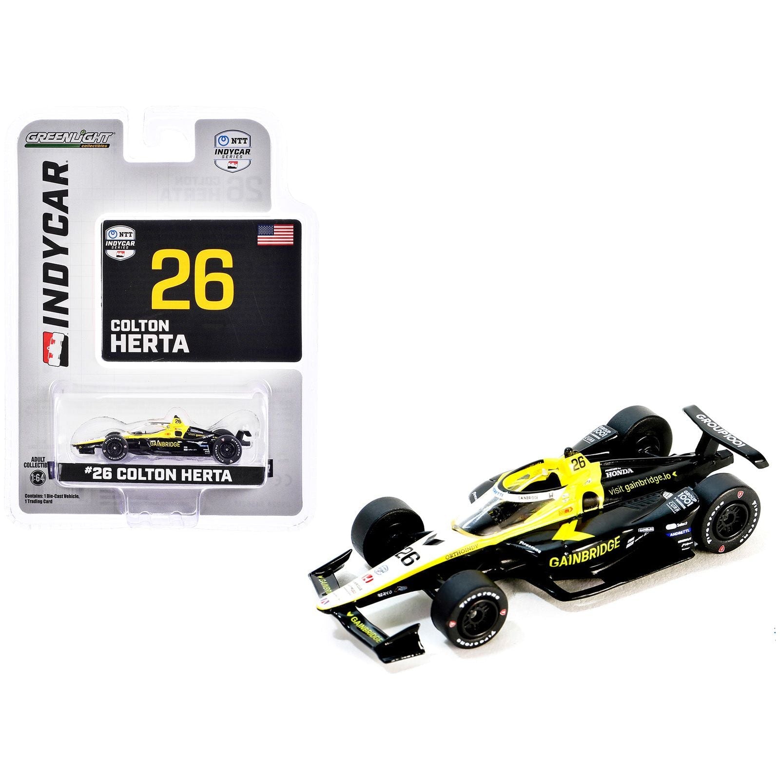 Dallara IndyCar 26 Colton Herta "Gainbridge" Andretti Autosport "NTT IndyCar Series" (2024) 1/64 Diecast Model Car by Greenlight - Greenlight - ModelCars.com