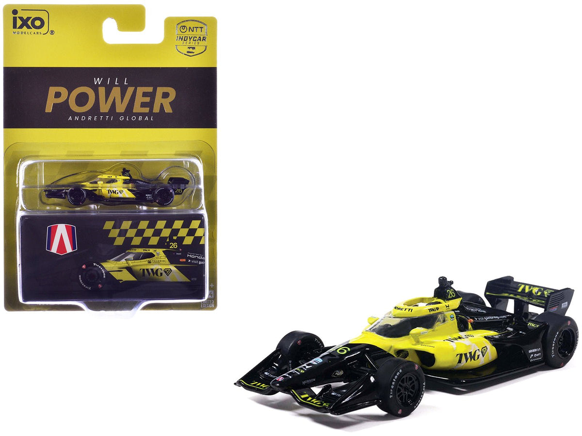 Dallara IndyCar 26 Will Power "TWG" Andretti Global (Road Course Configuration) "NTT IndyCar Series" (2026) 1/64 Diecast Model Car by IXO Models-IXO-ModelCars.com