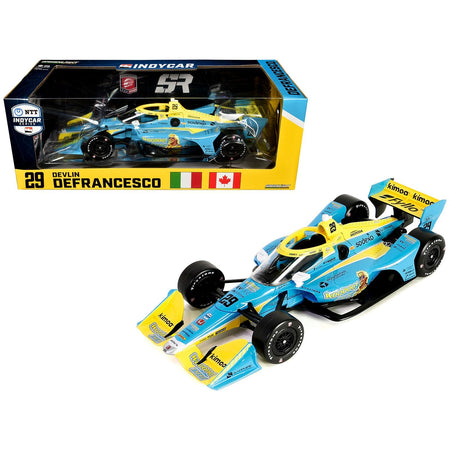 Dallara IndyCar 29 Devlin DeFrancesco "WOOOOO Energy" Andretti Steinbrenner Autosport (Road Course Configuration) "NTT IndyCar Series" (2023) 1/18 Diecast Model Car by Greenlight - Greenlight - ModelCars.com