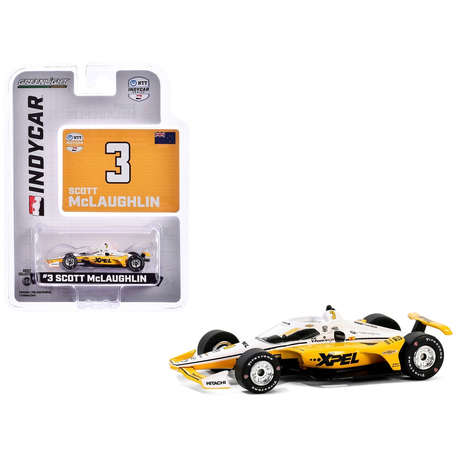 Dallara IndyCar 3 Scott McLaughlin "XPEL" Team Penske "NTT IndyCar Series" (2024) 1/64 Diecast Model Car by Greenlight - Greenlight - ModelCars.com