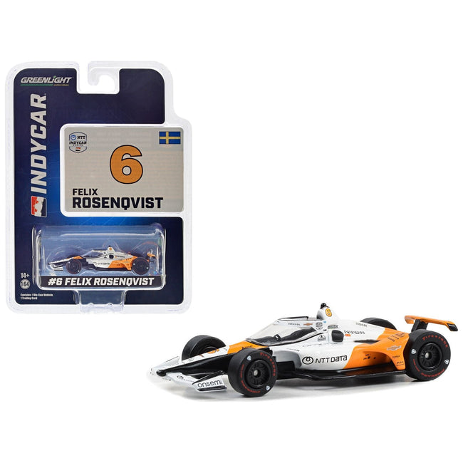 Dallara IndyCar 6 Felix Rosenqvist "NTT DATA" Arrow McLaren "60th Anniversary Triple Crown Accolade Indianapolis 500 Livery" "NTT IndyCar Series" (2023) 1/64 Diecast Model Car by Greenlight - Greenlight - ModelCars.com
