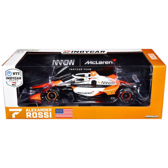 Dallara IndyCar #7 Alexander Rossi "Arrow" Arrow McLaren "NTT IndyCar Series" (2024) 1/18 Diecast Model Car by Greenlight-Greenlight-ModelCars.com