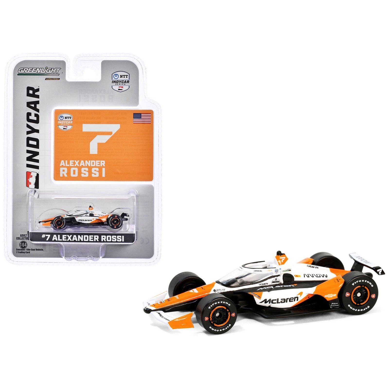 Dallara IndyCar 7 Alexander Rossi "Arrow" Arrow McLaren "NTT IndyCar Series" (2024) 1/64 Diecast Model Car by Greenlight - Greenlight - ModelCars.com