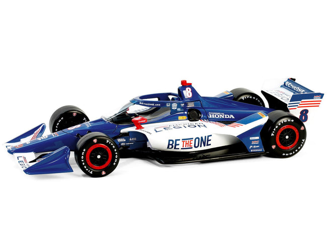Dallara IndyCar #8 Linus Lundqvist "The American Legion" Chip Ganassi Racing (Road Course Configuration) "NTT IndyCar Series" (2024) 1/18 Diecast Model Car by Greenlight-Greenlight-ModelCars.com