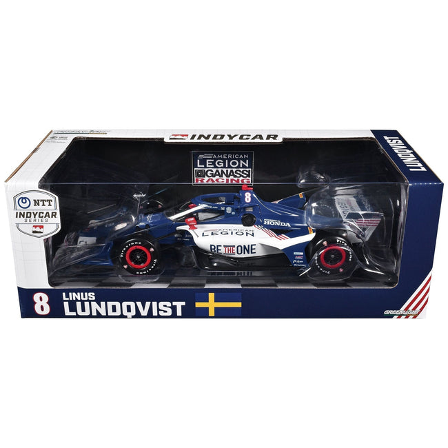 Dallara IndyCar #8 Linus Lundqvist "The American Legion" Chip Ganassi Racing (Road Course Configuration) "NTT IndyCar Series" (2024) 1/18 Diecast Model Car by Greenlight-Greenlight-ModelCars.com