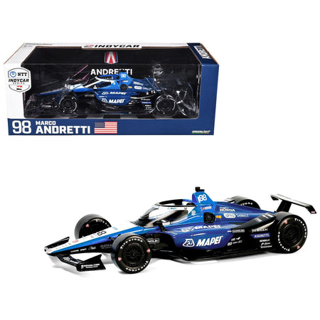 Dallara IndyCar 98 Marco Andretti "Mapei" Andretti Autosport "NTT IndyCar Series" (2024) 1/18 Diecast Model Car by Greenlight - Greenlight - ModelCars.com