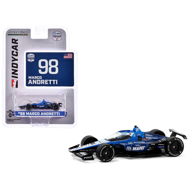 Dallara IndyCar #98 Marco Andretti "Mapei" Andretti Autosport "NTT IndyCar Series" (2024) 1/64 Diecast Model Car by Greenlight-Greenlight-ModelCars.com