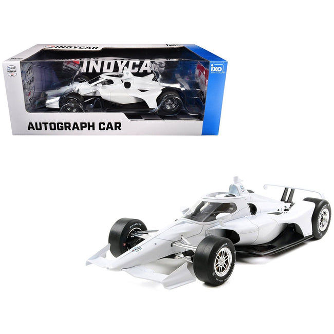 Dallara IndyCar Blank White "Autograph Car" (Super Speedway Configuration) "NTT IndyCar Series" 1/18 Diecast Model Car by IXO Models-IXO-ModelCars.com