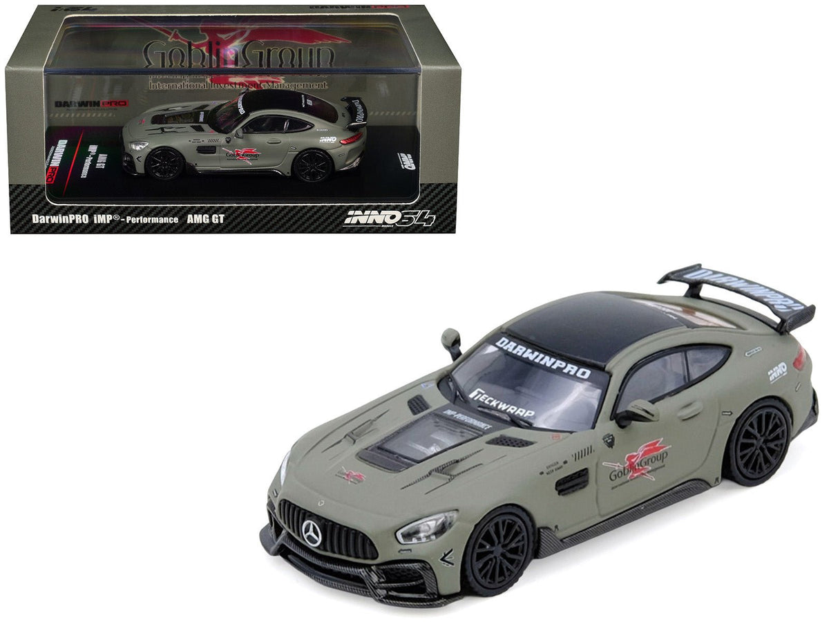 DarwinPRO iMP-Performance AMG GT "Goblin Group" Matt Green with Black Top 1/64 Diecast Model Car by Inno Models-Inno Models-ModelCars.com