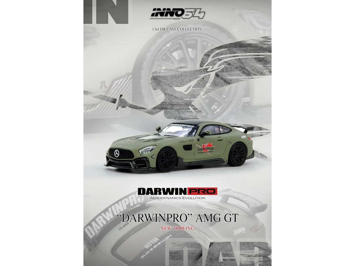 DarwinPRO iMP-Performance AMG GT "Goblin Group" Matt Green with Black Top 1/64 Diecast Model Car by Inno Models-Inno Models-ModelCars.com