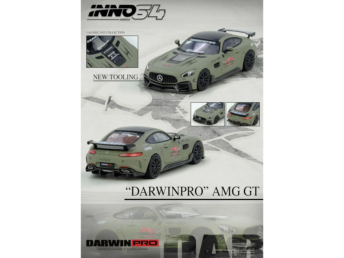 DarwinPRO iMP-Performance AMG GT "Goblin Group" Matt Green with Black Top 1/64 Diecast Model Car by Inno Models-Inno Models-ModelCars.com