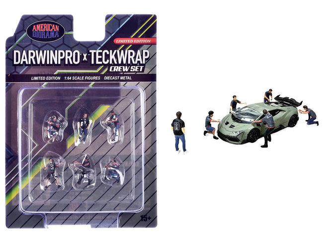 "DarwinPro x Teckwrap Crew" 6 piece Diecast Figure Set (6 Figures) Limited Edition for 1/64 Scale Models by American Diorama-American Diorama-ModelCars.com