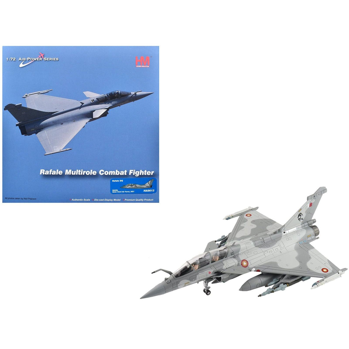 Dassault Rafale DQ Fighter Aircraft "QA209" (2021) Qatar Emiri Air Force "Air Power Series" 1/72 Diecast Model by Hobby Master-Hobby Master-ModelCars.com