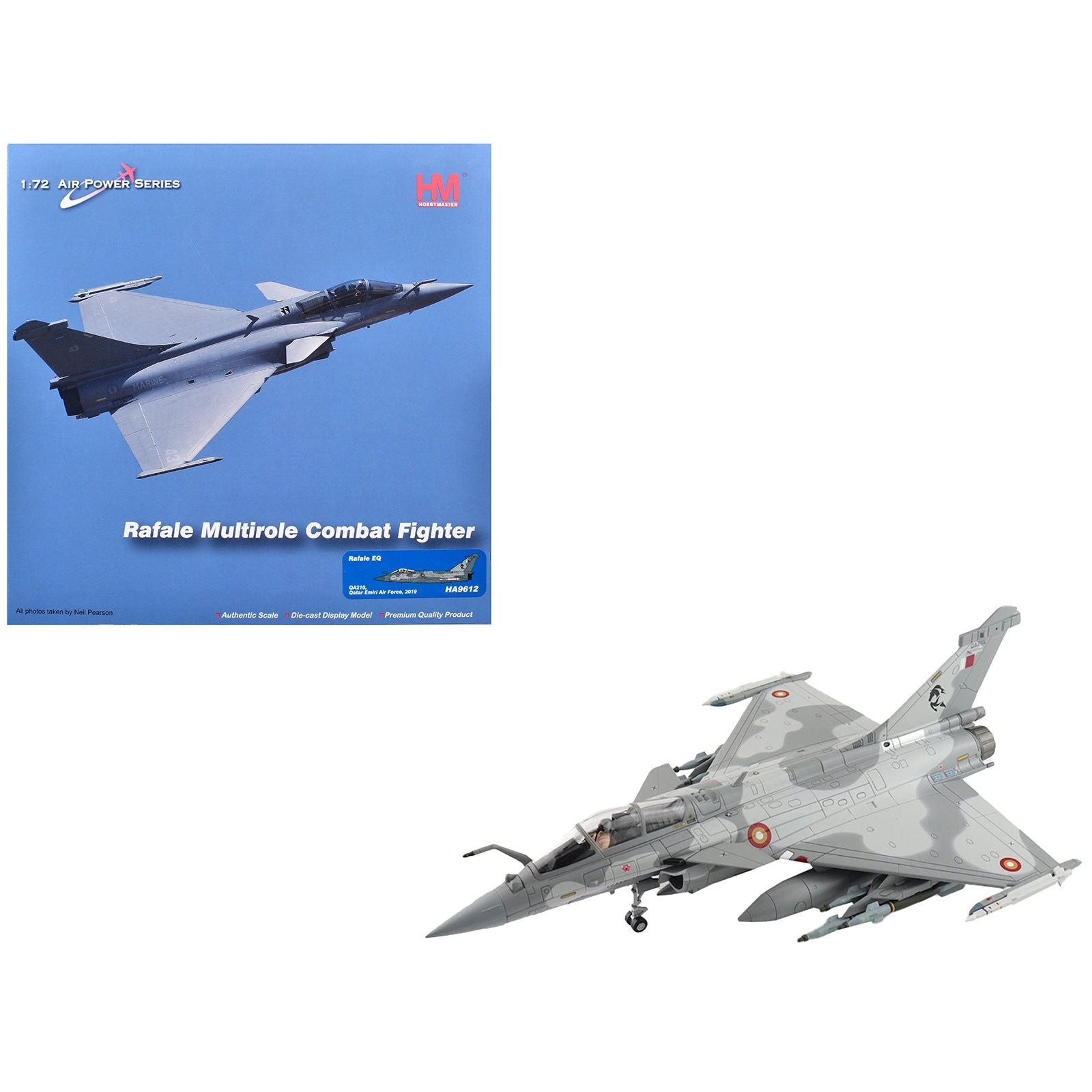 Dassault Rafale EQ Fighter Aircraft "QA210" (2019) Qatar Emiri Air Force "Air Power Series" 1/72 Diecast Model by Hobby Master - Hobby Master - ModelCars.com