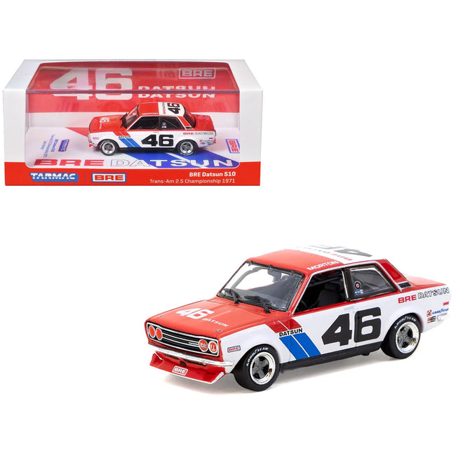 Datsun 510 #46 John Morton "Brock Racing Enterprises" Winner "Trans-Am 2.5 Championship" (1971) "Hobby64" Series 1/64 Diecast Model Car by Tarmac Works-Tarmac Works-ModelCars.com