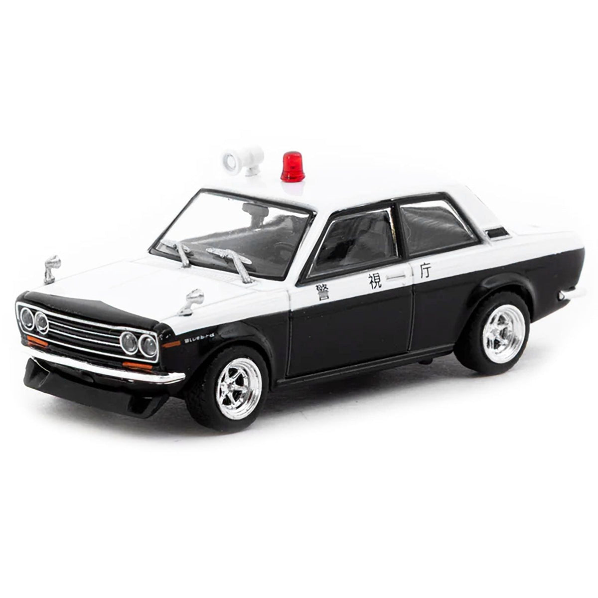 Datsun 510 "Japanese Police" Black and White "Road64" Series 1/64 Diecast Model Car by Tarmac Works-Tarmac Works-ModelCars.com