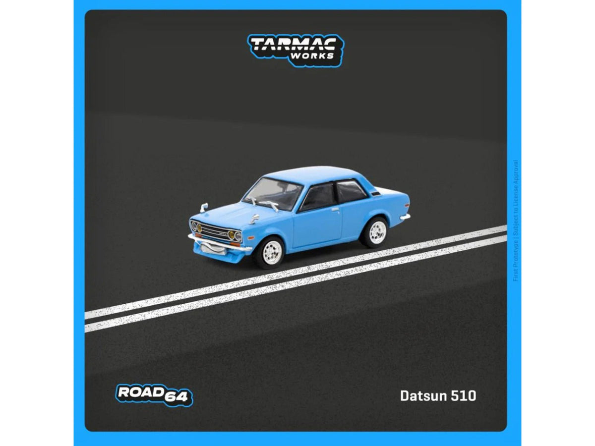 Datsun 510 Light Blue "Road64" Series 1/64 Diecast Model Car by Tarmac Works-Tarmac Works-ModelCars.com