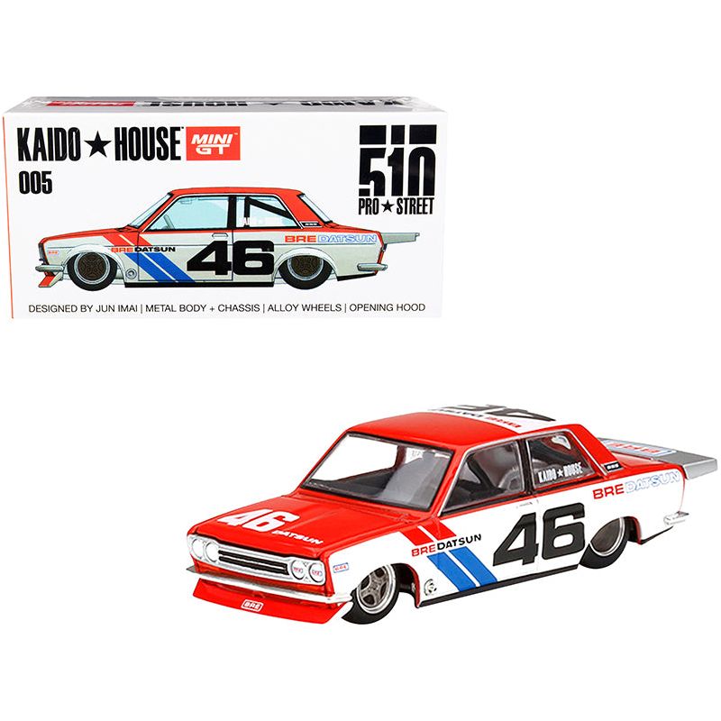 Datsun 510 Pro Street Version 1 46 "BRE" Red and White (Designed by Jun Imai) "Kaido House" Special 1/64 Diecast Model Car by True Scale Miniatures - True Scale Miniatures - ModelCars.com